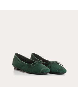 Flat ballerinas with velvet leather knot with tip reinforcement