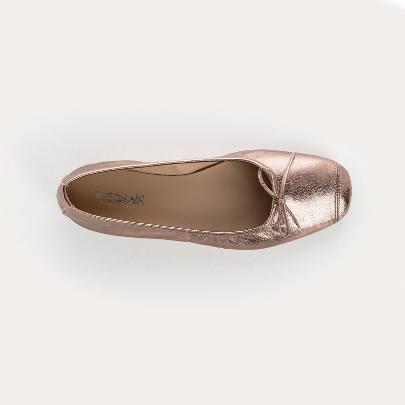 Iridescent Metal Leather Flat Ballerinas