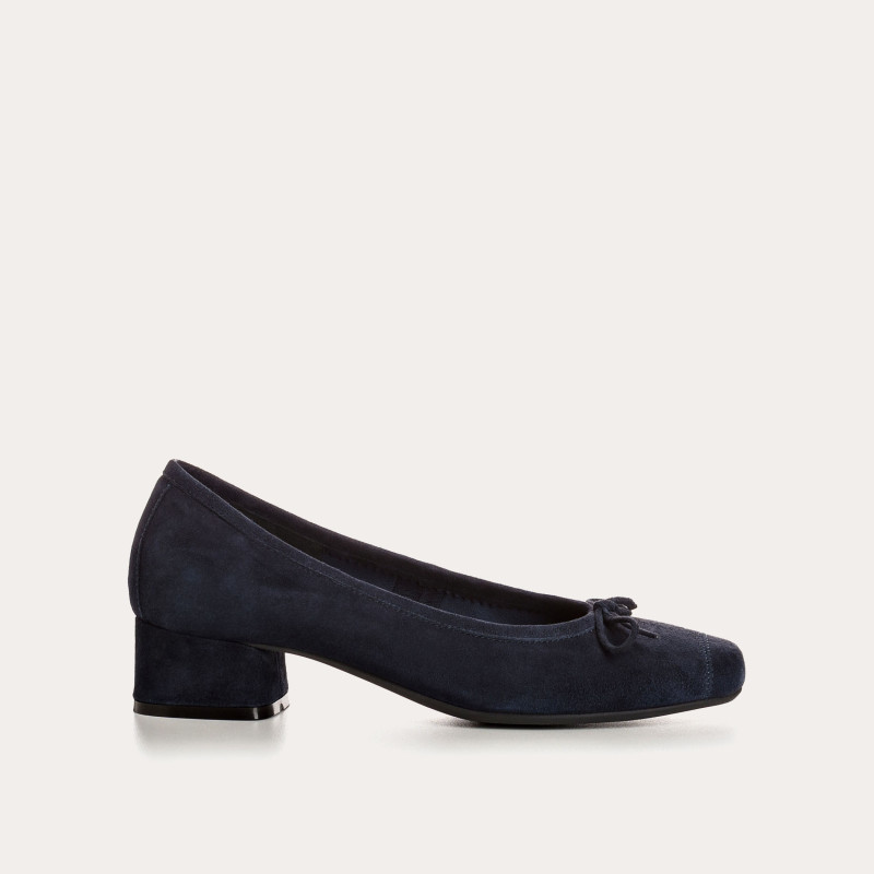 Velvet leather heeled ballerinas with knot