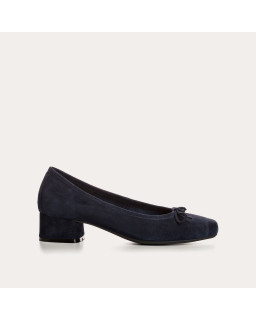 Velvet leather heeled ballerinas with knot