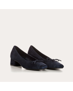Velvet leather heeled ballerinas with knot