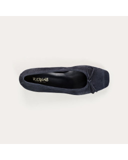 Velvet leather heeled ballerinas with knot