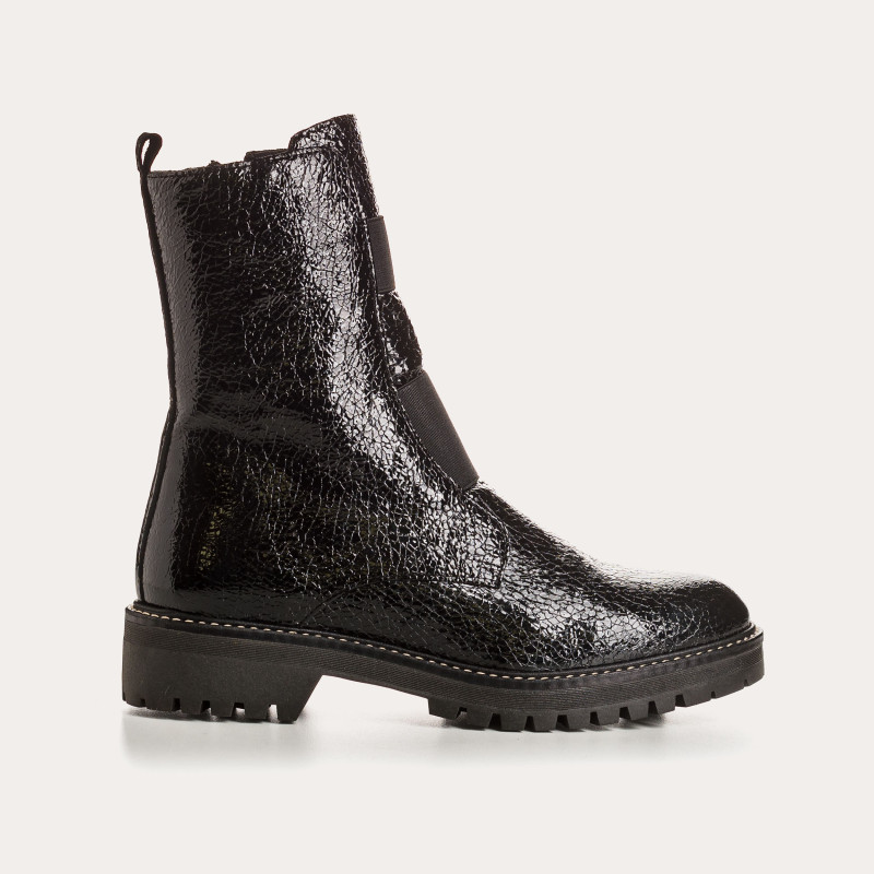 Bottines Chelsea en cuir vernis grainé avec élastiques