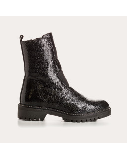 Bottines Chelsea en cuir vernis grainé avec élastiques