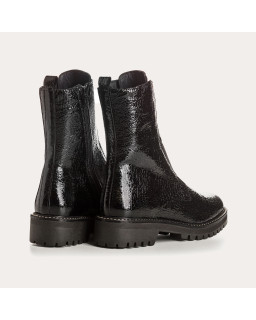 Bottines Chelsea en cuir vernis grainé avec élastiques
