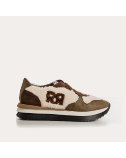 Ecru sneakers and brown leather with "double r" logo