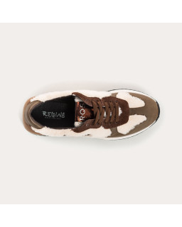 Ecru sneakers and brown leather with "double r" logo