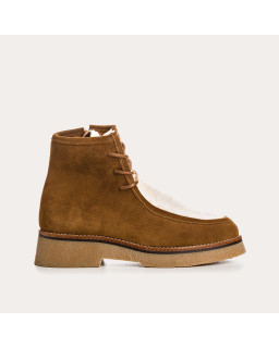 Velvet leather boots and teddy lace teddy fabric