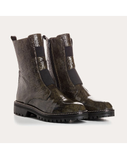 Bottines Chelsea en cuir vernis grainé avec élastiques