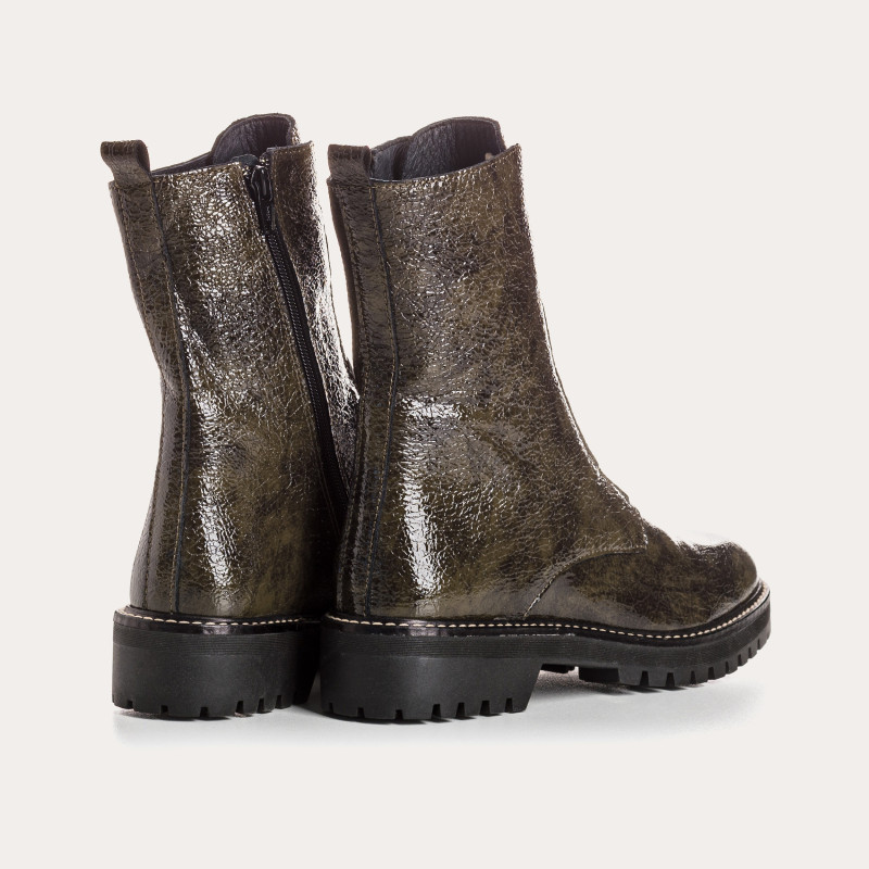 Bottines Chelsea en cuir vernis grainé avec élastiques