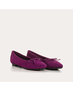 Flat ballerinas with velvet leather knot with tip reinforcement