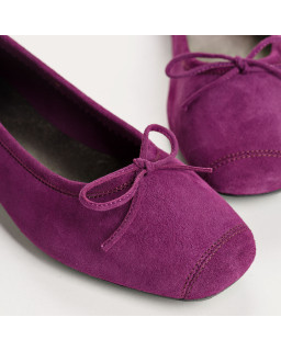 Flat ballerinas with velvet leather knot with tip reinforcement