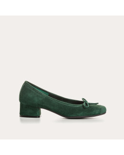 Velvet leather heeled ballerinas with knot