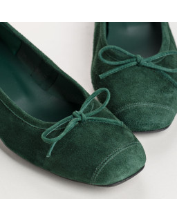 Velvet leather heeled ballerinas with knot