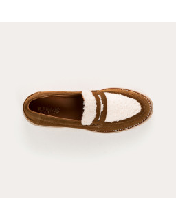 Velvet leather hazelkin wedge moccasins