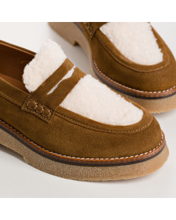 Velvet leather hazelkin wedge moccasins