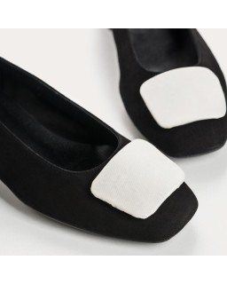 Velvet leather heel ballerinas with silk accessories