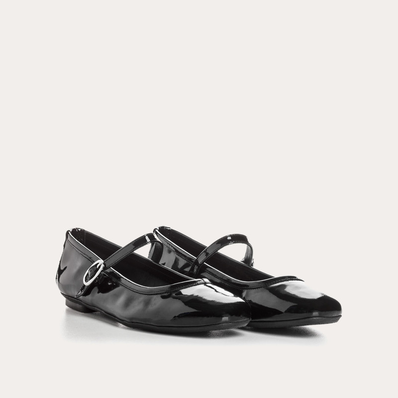 Babies Hai x Reqins en cuir vernis noir