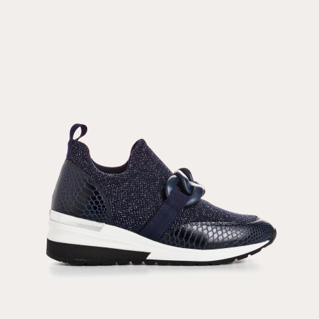 Women's Sneakers in Elastic Fabric Lady with Jewelry Accessories