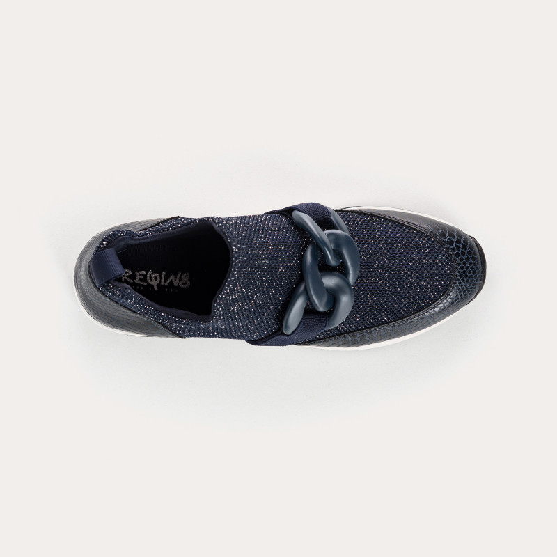 Baskets pour femme en tissu élastique lamé avec accessoires bijoux