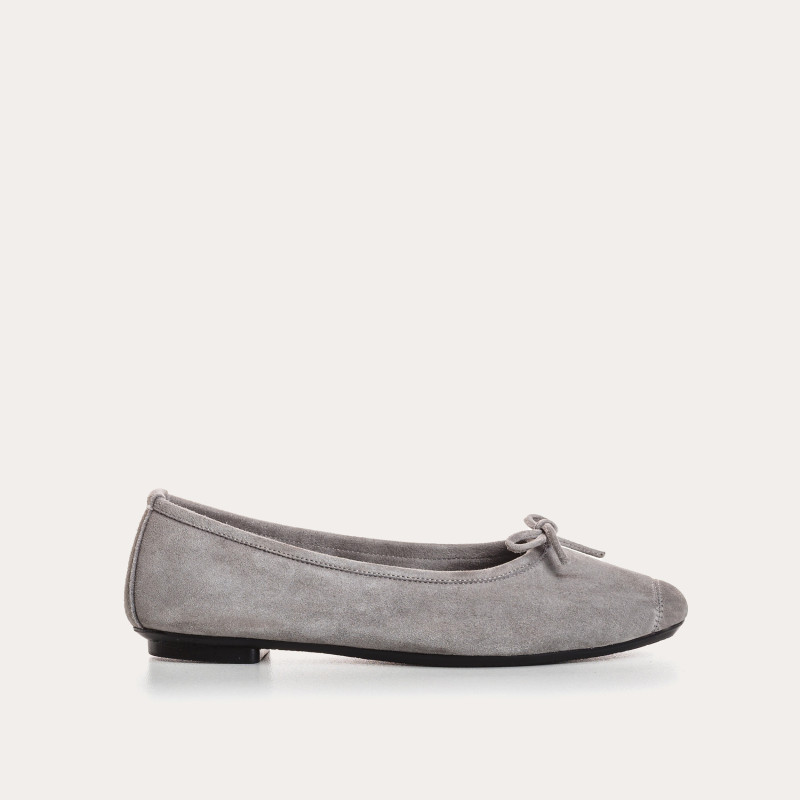 Flat ballerinas with velvet leather knot with tip reinforcement