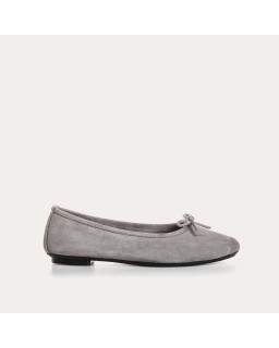 Flat ballerinas with velvet leather knot with tip reinforcement
