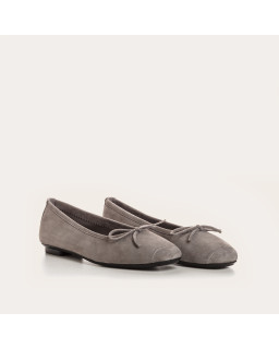 Flat ballerinas with velvet leather knot with tip reinforcement