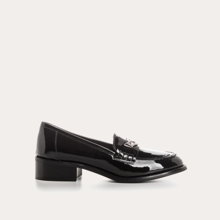 Mocassins collège en cuir vernis bicolore