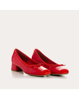 Smooth leather heel ballerinas with velvet reinforcement