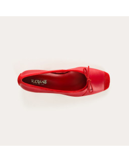 Smooth leather heel ballerinas with velvet reinforcement