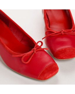 Smooth leather heel ballerinas with velvet reinforcement