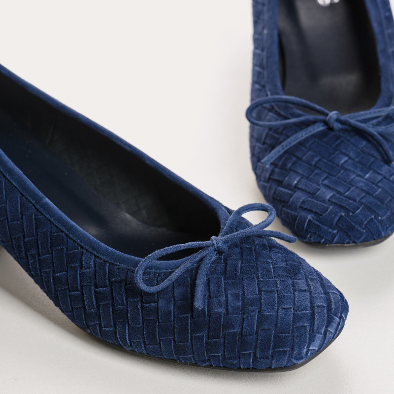 Keira Heeled Ballerinas - Women's Braided Velvet Leather Shoes | Reqins