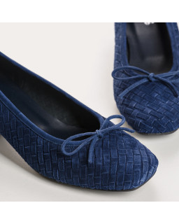 Keira Heeled Ballerinas - Women's Braided Velvet Leather Shoes | Reqins