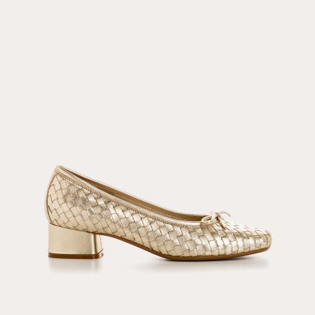 Ballerines à talons KEIRA - chaussures cuir métallisé femme | REQINS