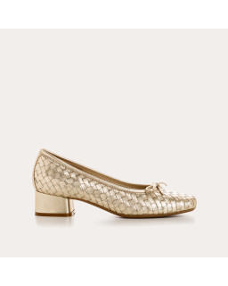 Keira Heeled Ballerinas - Women's Metallic Leather Shoes | Reqins