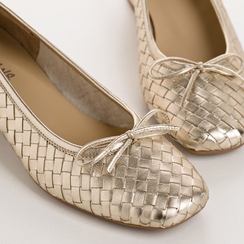 Keira Heeled Ballerinas - Women's Metallic Leather Shoes | Reqins