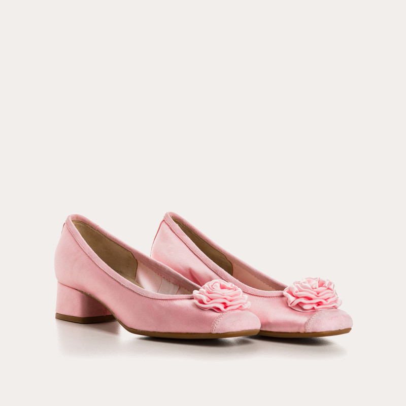 Ballerines à talons noires en soie