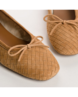 Ballerines HATLAS - chaussures femme cuir velours tressé | REQINS