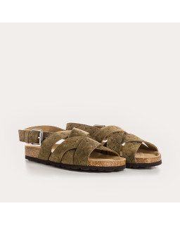 Natou Sandals - Khaki Leather Bridles Shoes | Reqins