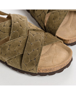 Sandales NATOU - chaussures à brides femme cuir kaki | REQINS