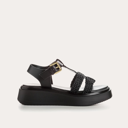 Sandales LAMIA - chaussures femme à semelles compensées cuir macramé | REQINS