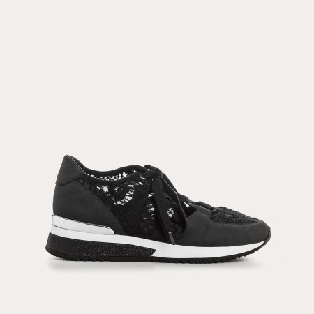 Baskets INOA - baskets à lacets femme dentelle noire | REQINS