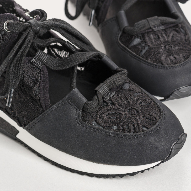 Baskets INOA - baskets à lacets femme dentelle noire | REQINS
