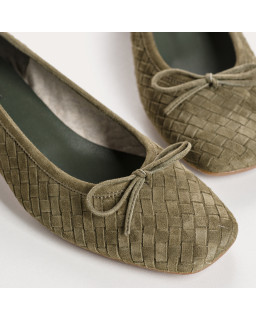 Keira Heeled Ballerinas - Women's Braided Velvet Leather Shoes | Reqins