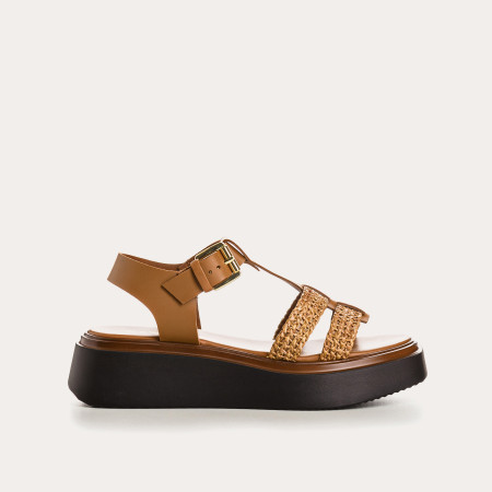 Sandales LAMIA - chaussures femme à semelles compensées cuir macramé | REQINS