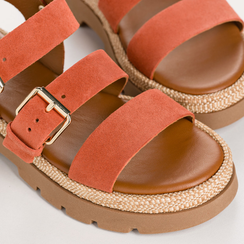 Logan Sandals - Women's Shoes Chunky Flax Velvet Rafia | Reqins