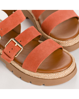 Logan Sandals - Women's Shoes Chunky Flax Velvet Rafia | Reqins