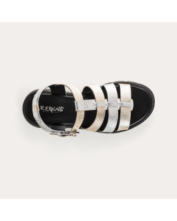 Sandals Luxor - Women's Shoes Chunky Silver Golden Leather | Reqins