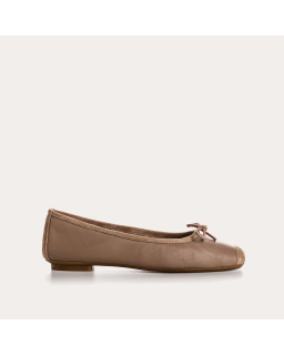 Flat Ballerinas with Smooth Leather Knot and Velvet Leather
