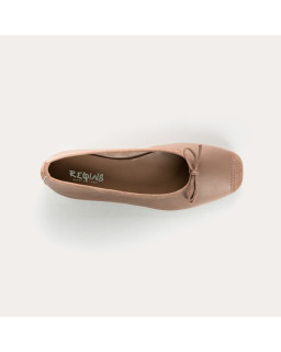 Flat Ballerinas with Smooth Leather Knot and Velvet Leather